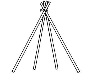 Secure four sticks together to form the foundation of the tepee.