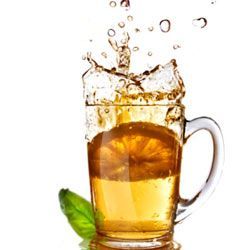 Bubbles cascade into a uniquely designed drinking glass.