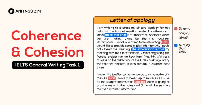 Dạng thư xin lỗi Letter of Apology trong IELTS General Writing Task 1: Cách cải thiện tiêu chí Coherence và Cohesion từ band 6.0 lên 7.0