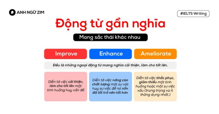 từ vựng cho ielts writing các động từ gần nghĩa mang các sắc thái khác nhau