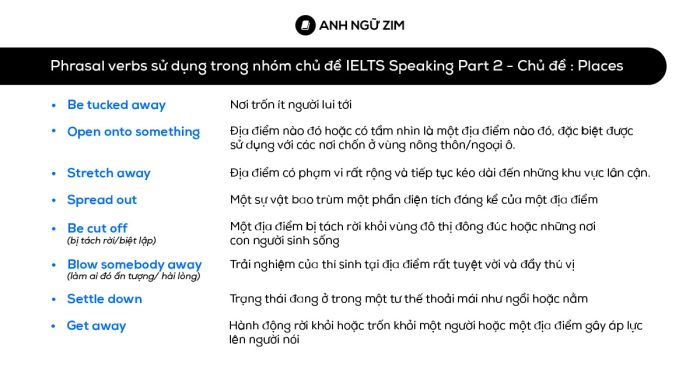 11 phrasal verbs chủ đề places trong phần 2 của IELTS Speaking