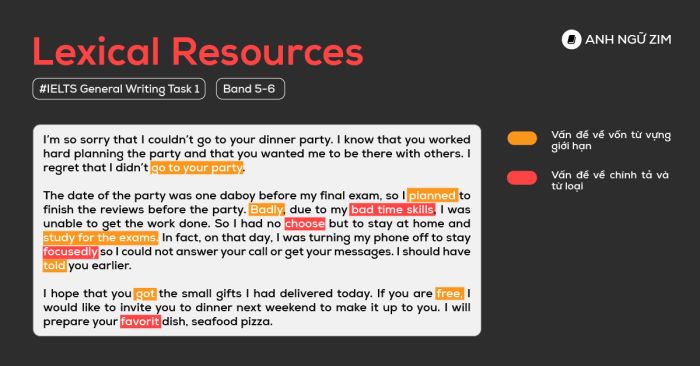 Cải thiện từ band 5 - 6 tiêu chí Lexical Resources trong IELTS General Writing Task 1 dạng Thư xin lỗi (Apology letter)