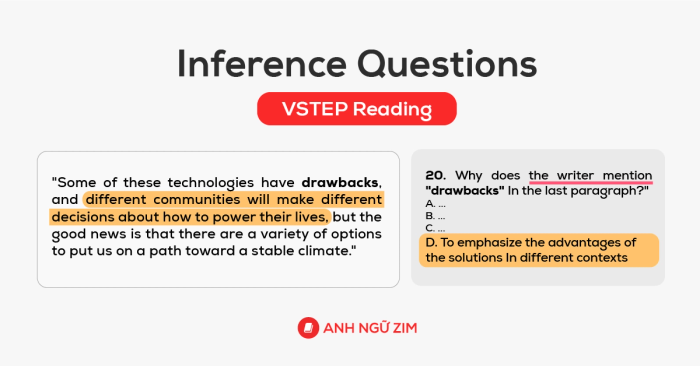 instructions for vstep reading section 2