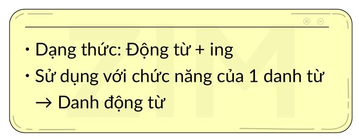 dạng thức của danh động từ