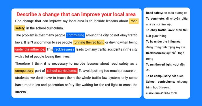 illustrate a modification that could enhance your local vicinity sample accompanied by vocabulary