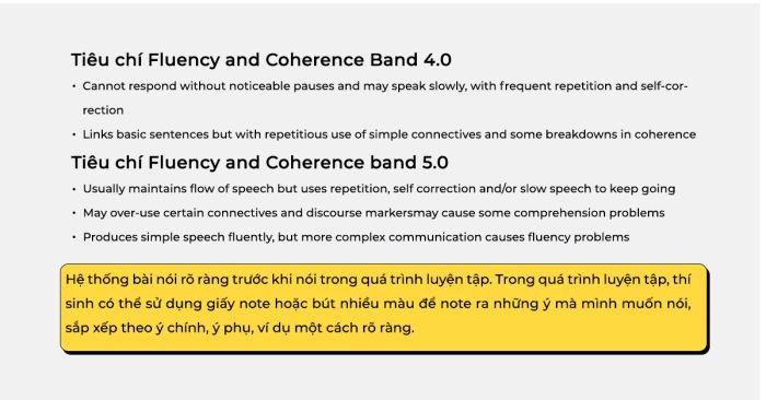 nâng cấp tiêu chí lưu loát và logic liên kết cùng phát âm trong ielts speaking band 40 50