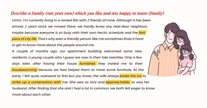 depict a family, not your own, that you find endearing and are delighted to acquaint with (family) sample essay with accompanying vocabulary