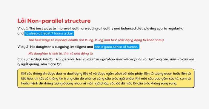 loi cấu trúc không đồng đều non-parallel structure và cách khắc phục trong ielts writing