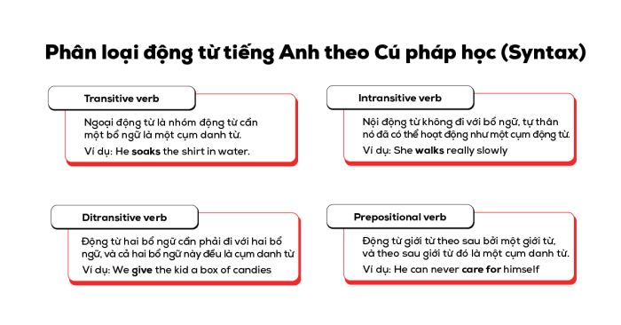 Phân loại động từ tiếng Anh theo cú pháp học (Syntax) và cách áp dụng vào việc đặt câu