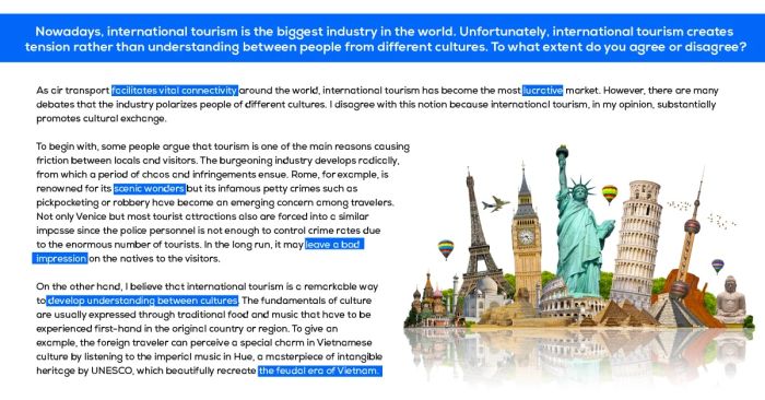 bai mau ielts writing task 2 va tu vung chu de tourism dang bai agree or disagree