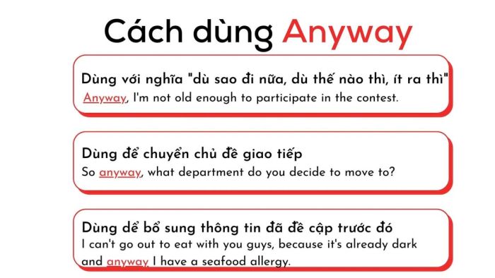 anyway là gì cách dùng và cách phân biệt với any way