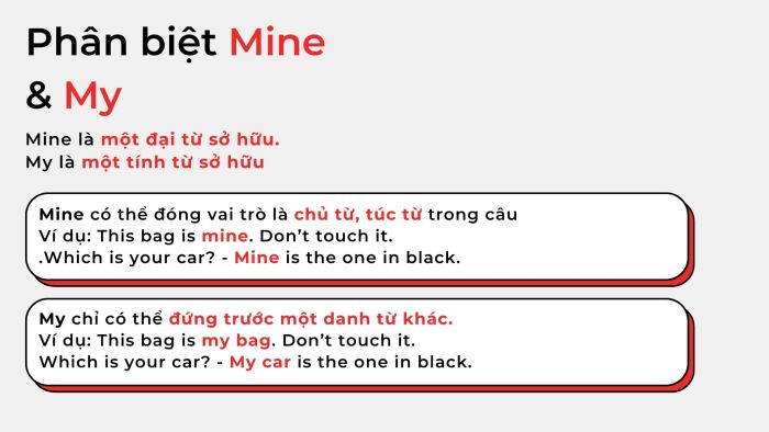 'Mine' là gì? Cách phân biệt 'Mine' và 'My' trong tiếng Anh một cách chính xác