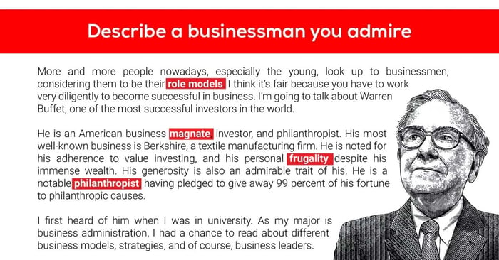 describe a businessman you admire sample essay with vocabulary