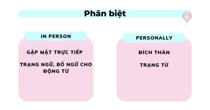 Phân biệt in person và personally cách sử dụng và bài tập áp dụng