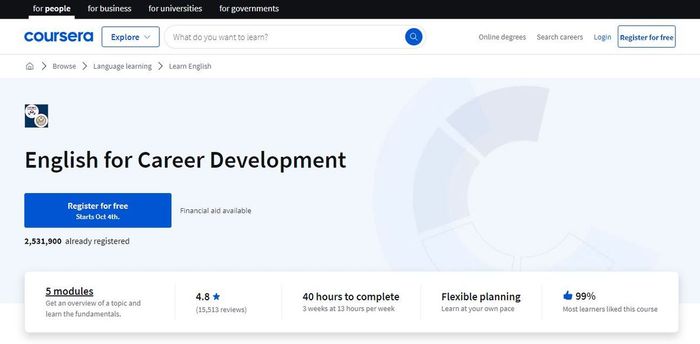 Coursera – Khóa học tiếng Anh cho phát triển sự nghiệp (Đại học Pennsylvania)