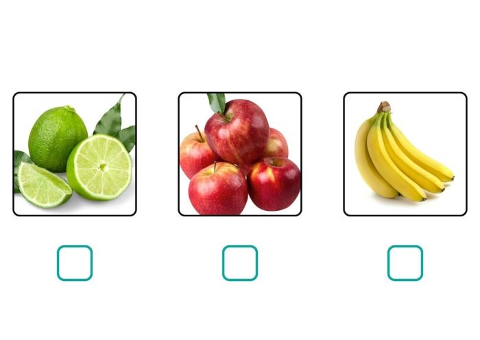 Chanh, quả táo và quả chuối