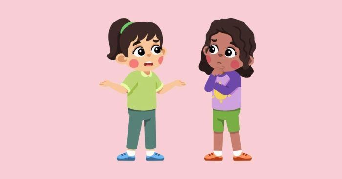 Hai bạn nhỏ đang trao đổi ý kiến