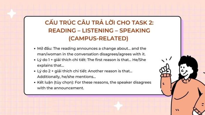 Cách thức trả lời cho TOEFL Speaking Task 2 - Các Integrated Tasks