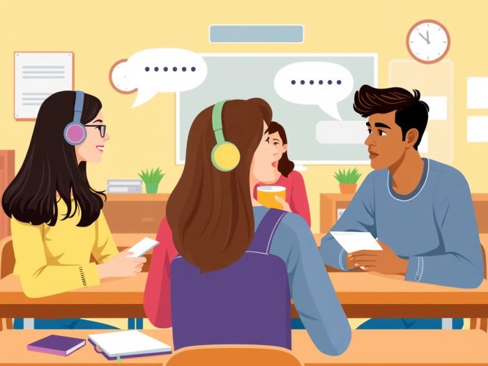 Sinh viên trao đổi nhóm trong giờ học