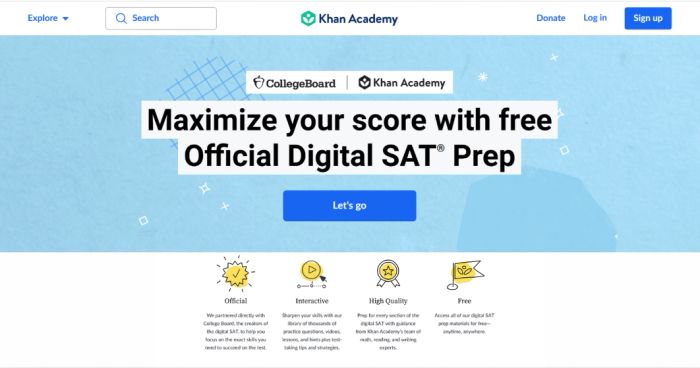 Khan Academy - Website hỗ trợ ôn thi SAT hoàn toàn miễn phí