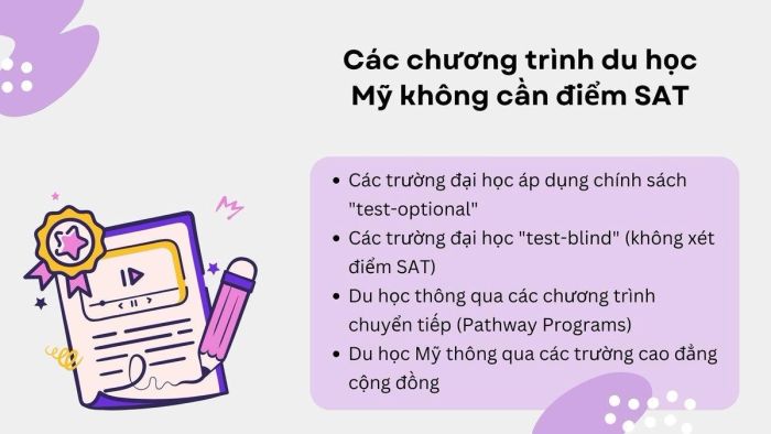Các chương trình du học Mỹ không yêu cầu điểm SAT