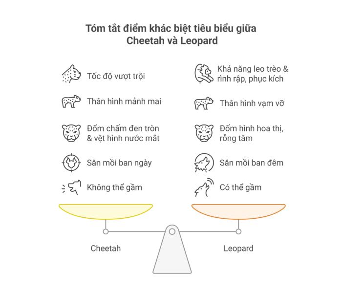 Những đặc điểm phân biệt nổi bật giữa Cheetah và Leopard
