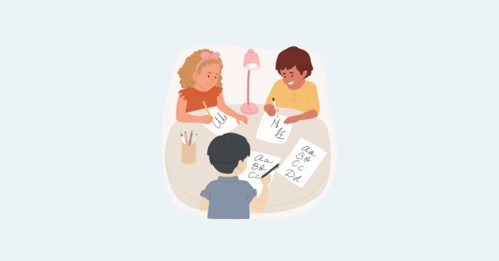 Các em nhỏ đồng hành trong hành trình luyện chữ