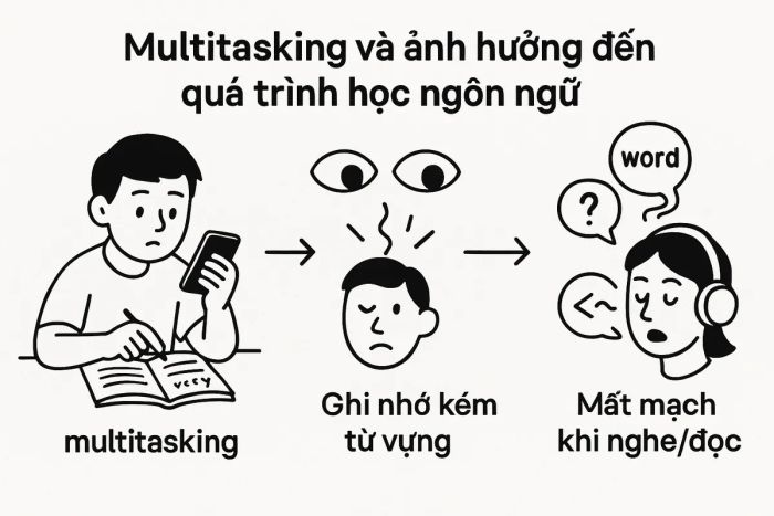 Những mặt trái của multitasking trong quá trình học ngoại ngữ