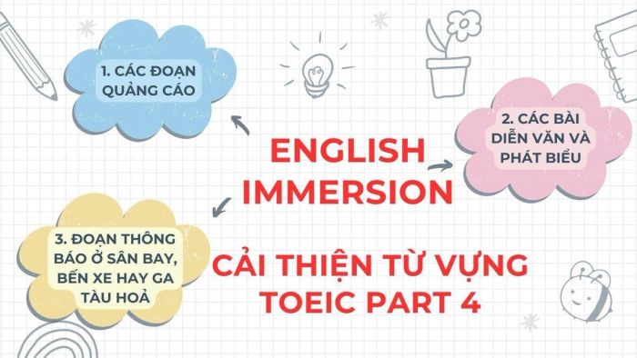 English Immersion giúp cải thiện từ vựng TOEIC Part 4