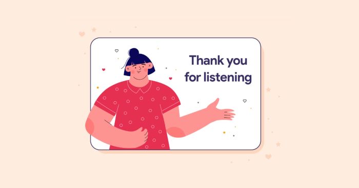 thank you for listening cách diễn đạt lời cảm ơn sau bài thuyết trình