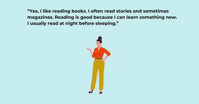 Sample response for 'Do you like reading' - Band 5.0 - 5.5