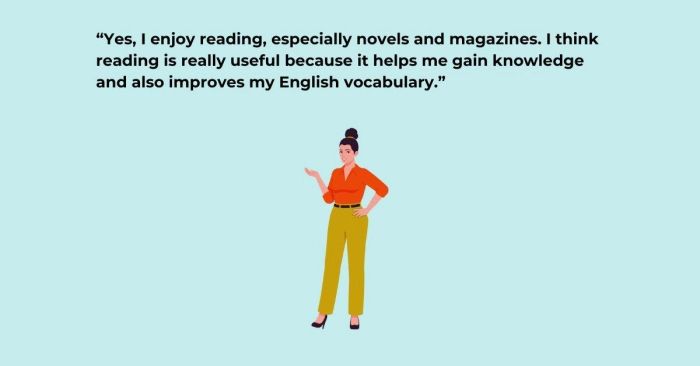 Sample response for 'Do you like reading' - Band 6.0 - 6.5
