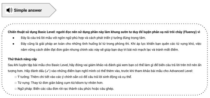 IELTS Speaking Part 3 - Đáp án đơn giản