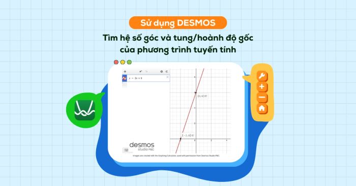 huong dan su dung desmos de xac dinh he so goc va tung hoanh do goc cua phuong trinh tuyen tinh