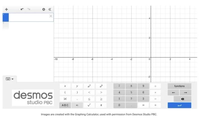 Calculator feature on the Desmos Graphing Calculator