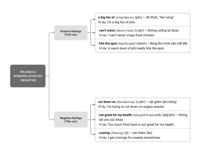 IELTS Speaking Part 1 Topic Food Mindmap 2: Emotions & Opinions