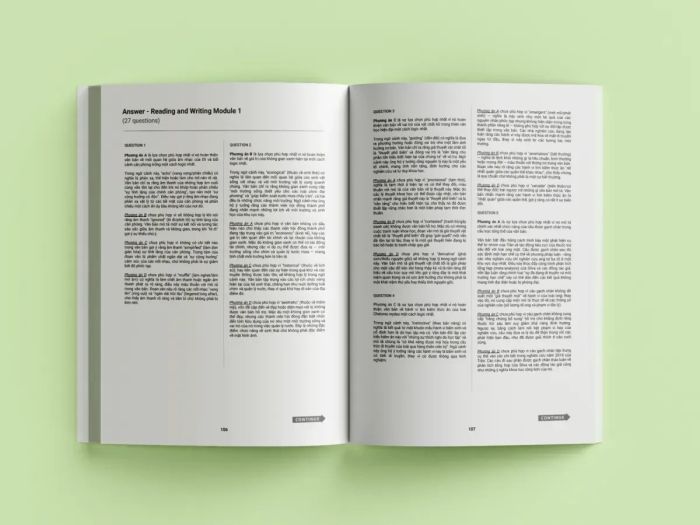 Giải thích đáp án kỹ lưỡng Reading and Writing Module 1