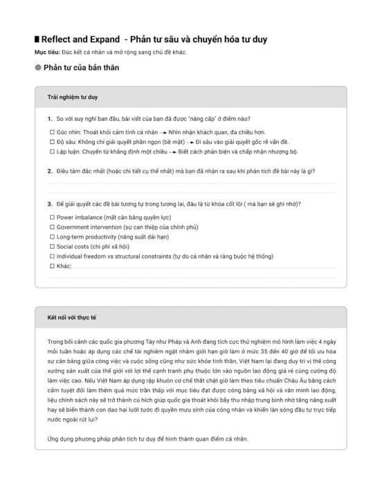 Phản tư cá nhân – Personal Reflection