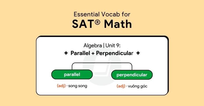 Key Terms for SAT Math Algebra Unit 9: Lines that Never Meet and Perpendicular Lines