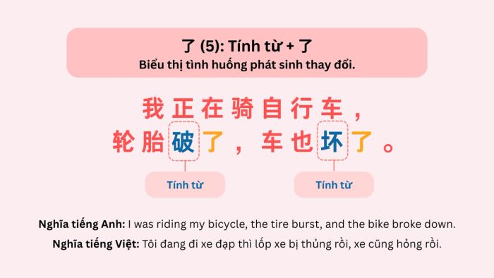 了 (5): Tính từ + 了