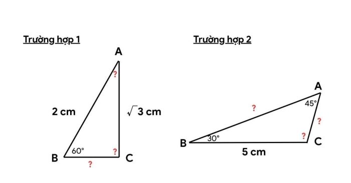 Xác định góc và cạnh trong tam giác