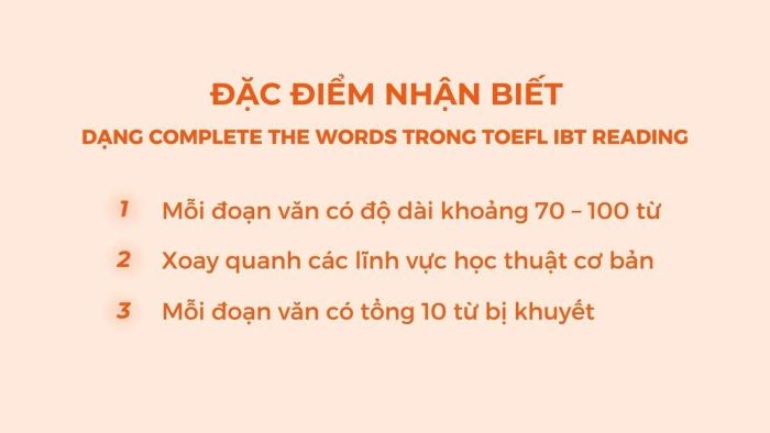 Những dấu hiệu nhận biết dạng bài Complete the Words trong kỳ thi TOEFL iBT 2026