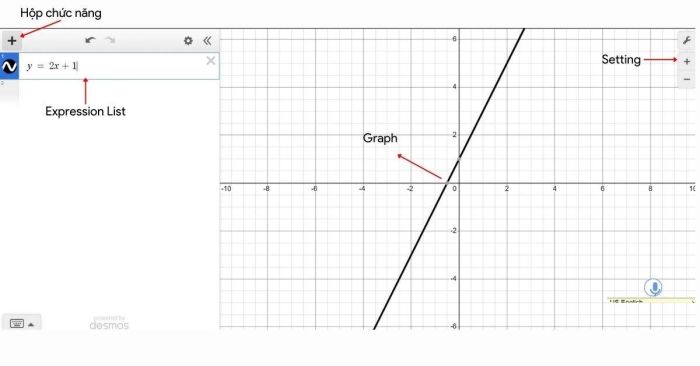 Giao diện Desmos trên máy tính
