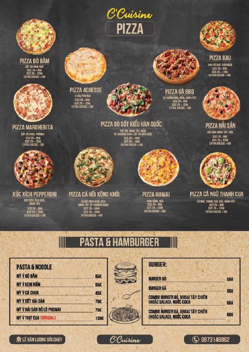 ```Thưởng thức đồ ăn tại C Cuisine Pizza & Burger và quên hết con đường về.```
