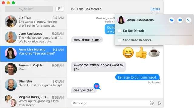 Chi tiết cuộc trò chuyện trên iMessages