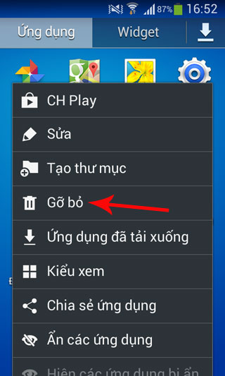 Loại bỏ ứng dụng trên điện thoại Android