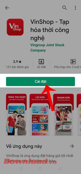 Nhấn vào nút Cài đặt