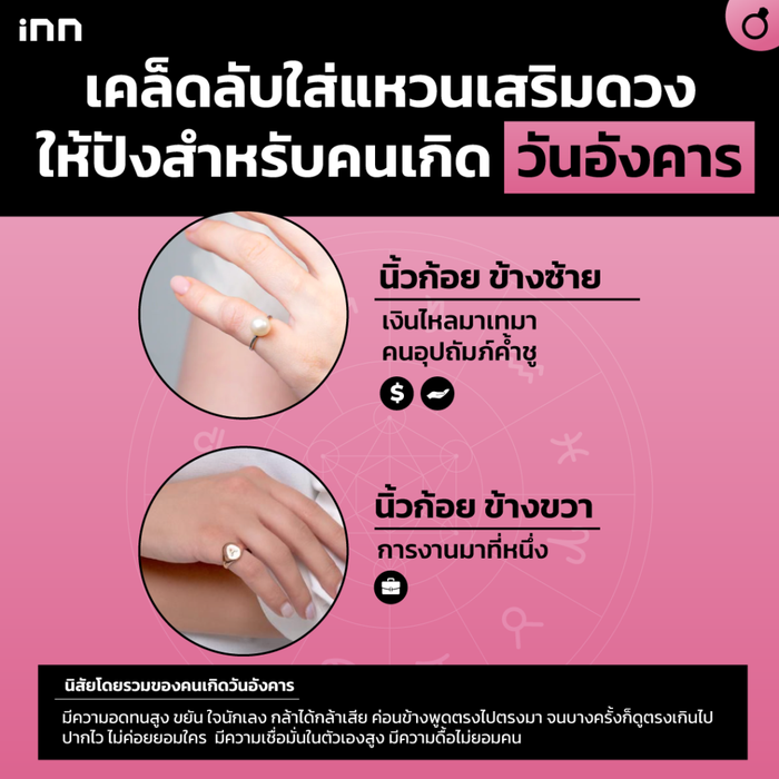 เลือกใส่แหวนเสริมดวงสำหรับคนเกิดวันอังคาร