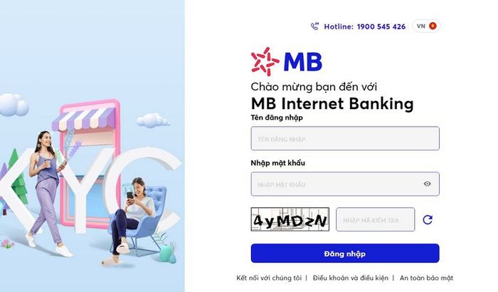 Chuyển khoản trực tuyến đến MBBank qua dịch vụ Internet banking