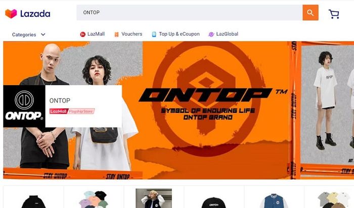 gian hàng chính hãng thời trang nam ONTOP tại Đà Nẵng trên Lazada
